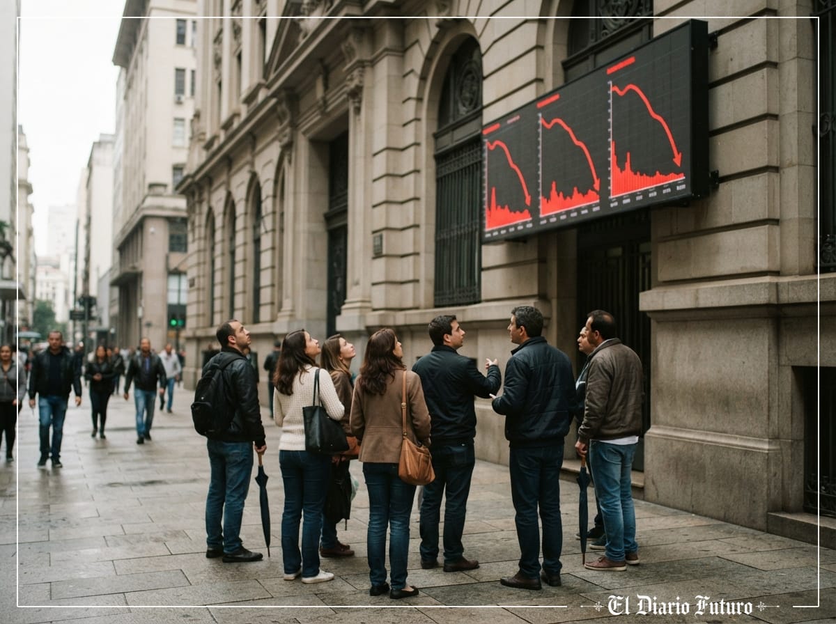 Pantallas de la bolsa de São Paulo con caídas generalizadas